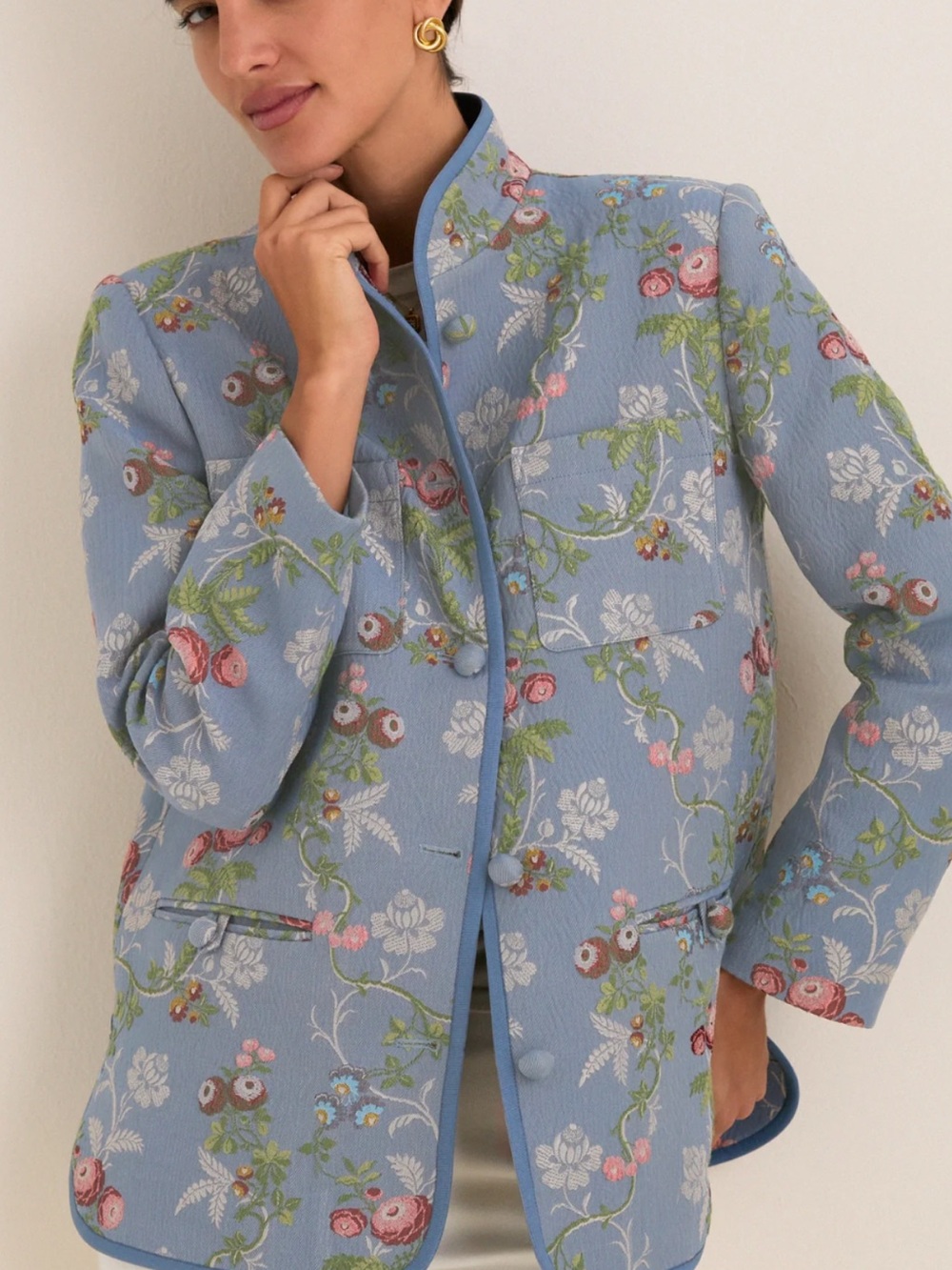 Tuckernuck NWT Round Bloom Lattice Jacquard Blue Floral Quilted Jacket 2XL